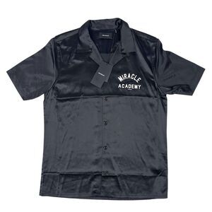 NAHMIAS Miracle Academy Mens Small Silk Button Down Black Shirt Streetwear $695